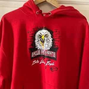 Champion X Cobra Kai Eagle Fang Karate Reverse Weave Hooded Sweatshirt XL NWT